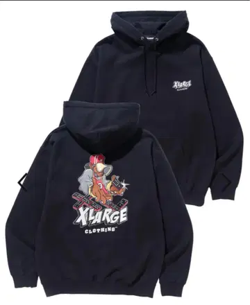 XLARGE 블랙 후드티 그래픽 프린트