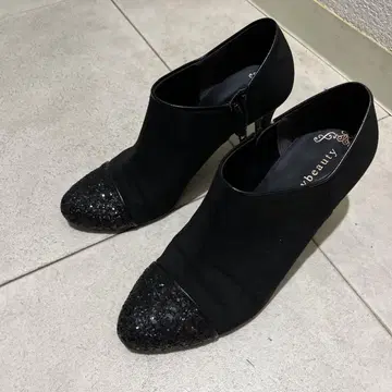 블랙 스웨이드 글리터 부티