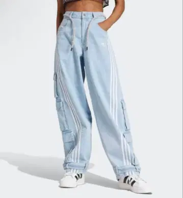 adidas Adilenium 데님 카고 팬츠 클리어 블루
