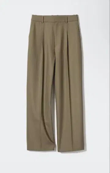 UNIQLO 카키 턱 와이드 팬츠 긴 길이 M
