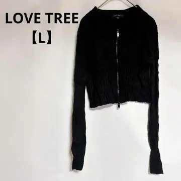 새상품급 LOVE TREE [ L ] 긴팔 상의 블랙 더블 지퍼 리브
