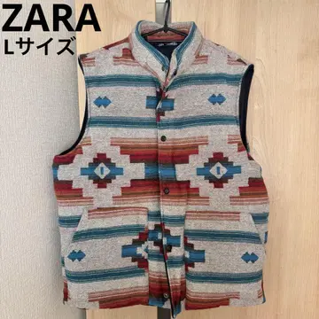 ZARA ) 기하학 패턴 다운 베스트 L 사이즈