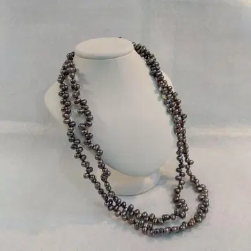 라이스 진주 롱 목걸이 약 120cm 퍼플 계열