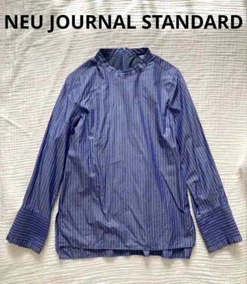 NEU JOURNAL STANDARD 스트라이프 밴드 카라 블라우스 셔츠