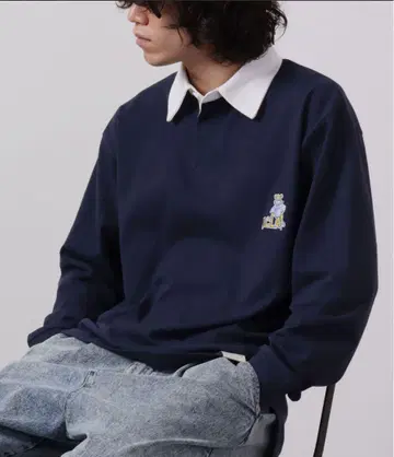 UCLA 네이비 긴팔 피케 셔츠