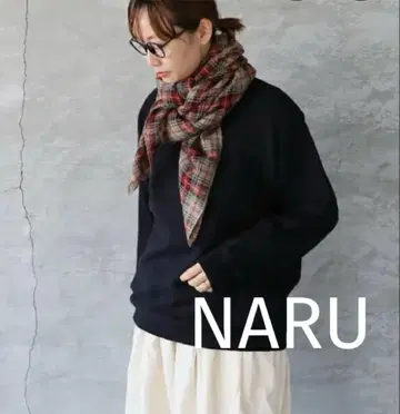 NARU 울 거즈 체크 스톨 일본제