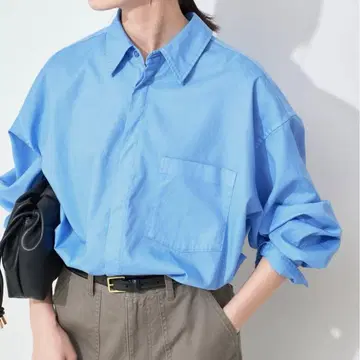 [ 2025AW 이번 시즌 ] 파인 OX 루즈핏 셔츠 블루 A