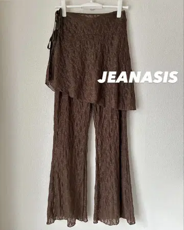 [ 컨디션 최상 ] JEANASIS 레이스 스커트 레이어드 팬츠 브라운