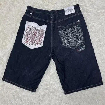 빅 사이즈 W38 자수 데님 COOGI 데님 팬츠 하프 팬츠 자수