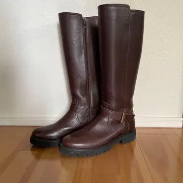 [ 24cm ] 다크 브라운 가죽 롱 부츠