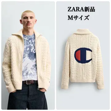 ZARA 챔피온 콜라보 케이블 짜임 자카드 니트 자켓 M 택 포함 새상품
