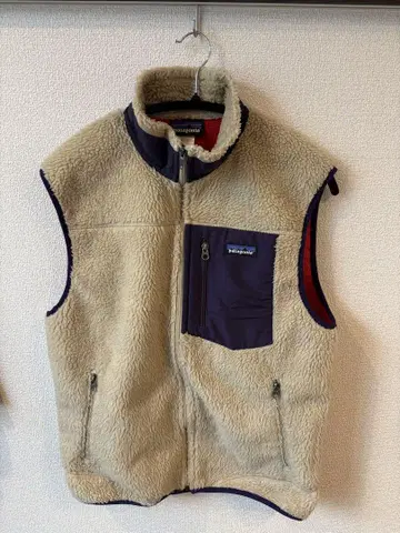 patagonia 남성용 플리스 베스트 M 베이지/퍼플