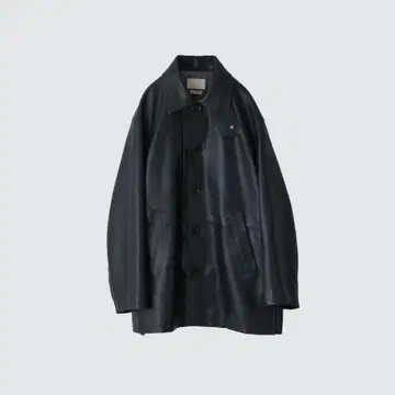 YOKE 컷오프 레더 카 코트