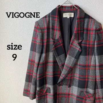 vintage VIGOGNE 체크 무늬 테일러드 자켓 모드 스타일