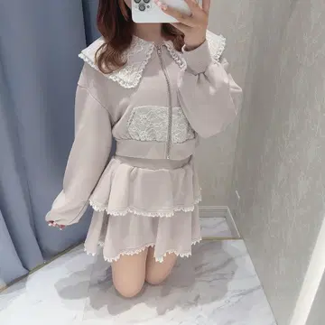 세일러 레이스 셋업 핑크 evelyn