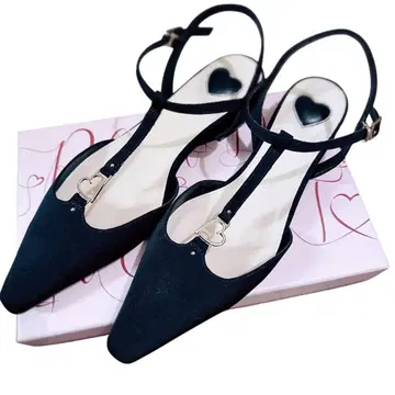 RANDA HEART collection T스트랩 펌프스 블랙 LL