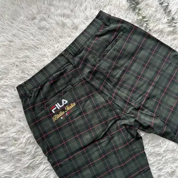 휠라 FILA 골프 팬츠 체크 무늬 스트레치 자수 속기모 (안쪽