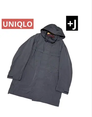 유니클로+J 남성용 오버 사이즈 롱 나일론 자켓 후드 탈부착 가능