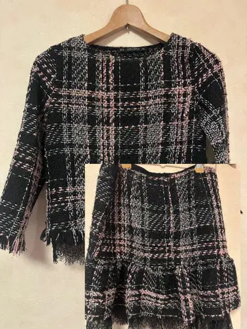 ZARA BASIC 체크 무늬 셋업 트위드