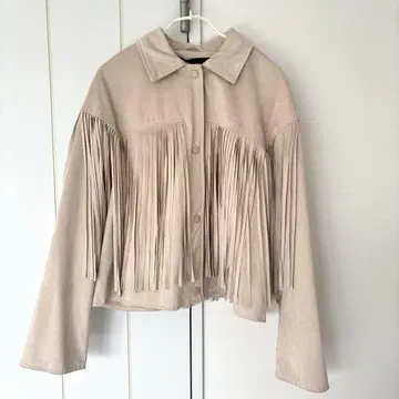 베이지 프린지 자켓