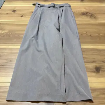 그레이 와이드 팬츠 허리 벨트 포함