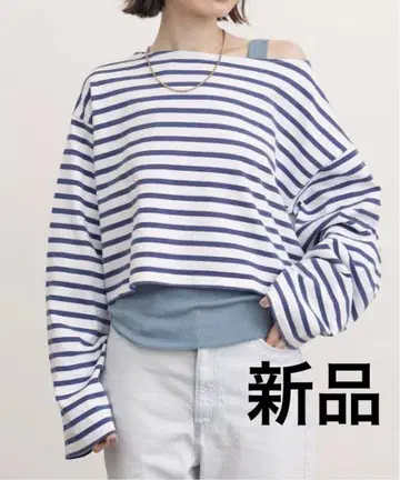 새상품 라빠르망 short border top vintage 블루
