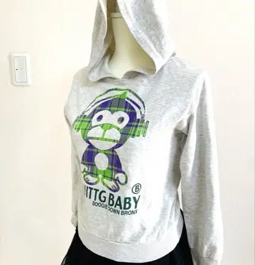 y2k Uittg 베이비 후드 후드티 그레이 긴팔