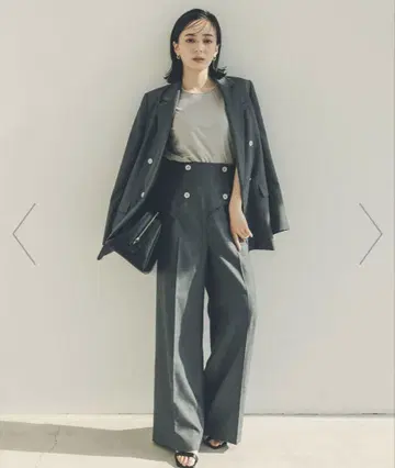 [ anuans ] 스프링 울 와이드 팬츠