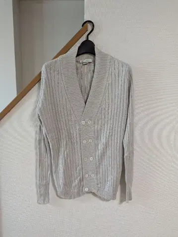 JOHN SMEDLEY 리브 편직 가디건 라이트 그레이
