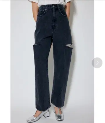 thigh slit blk loose straight MOUSSY