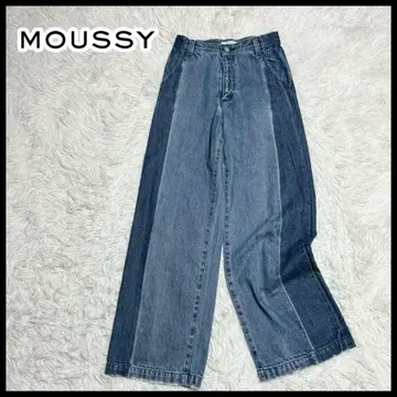 마우지 MOUSSY 와이드 데님 팬츠 바이컬러 절개