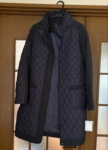 네이비 퀼팅 롱 자켓 L