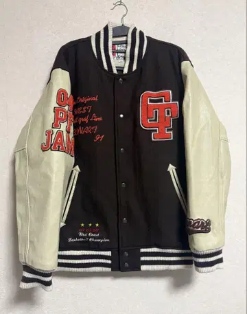 CONART 빈티지 바시티 자켓 가죽 슬리브