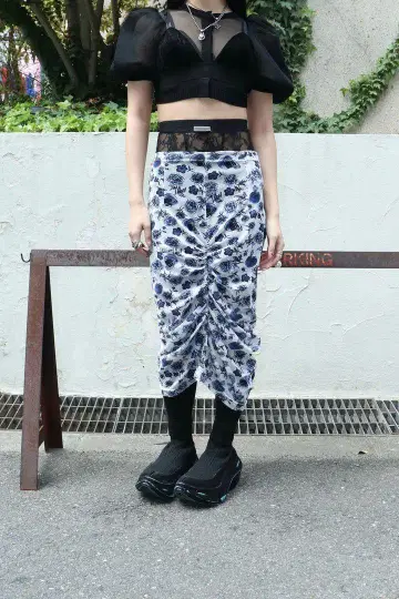 BELPER PRINTED MESH SKIRT 벨퍼