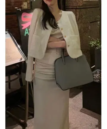 아멜 트위드 라이트 자켓 에이멜