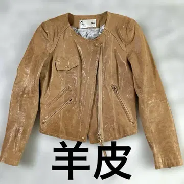 리얼 가죽 천연 가죽 양가죽 자켓 카멜 타이트