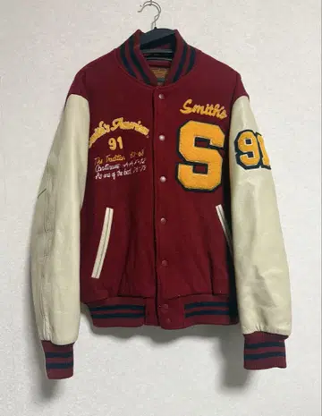SMITH'S AMERICAN 바시티 자켓 울 아워드 자켓 소매 가죽