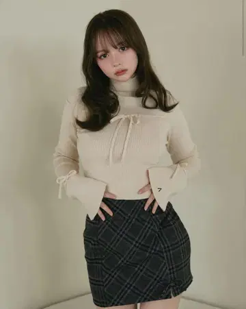 ANDMARY Monica check mini skirt (gray_S)
