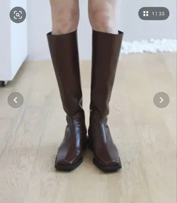 브라운 스퀘어 롱 부츠 23.0-24.0cm