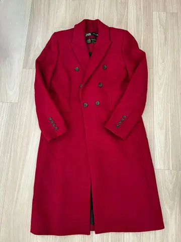 빨간색 더블 브레스트 체스터 코트 ZARA