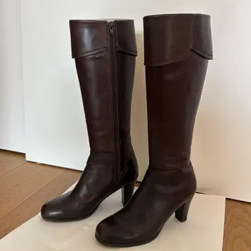 다크 브라운 가죽 롱 부츠