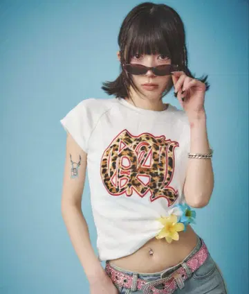 갈피 gal 치비T 화이트 레오파