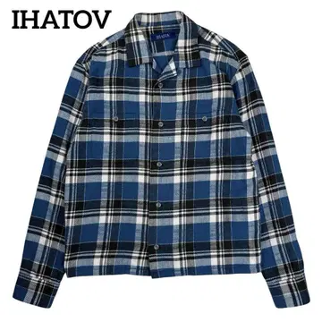 IHATOV 이아토브 오픈 카라 체크 플란넬 셔츠 숏 기장