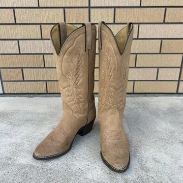 USA TEXAS 베이지 가죽 웨스턴 부츠