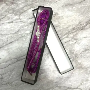 보라색 뜨개질 허리띠 (하트 펄 장식 포함)