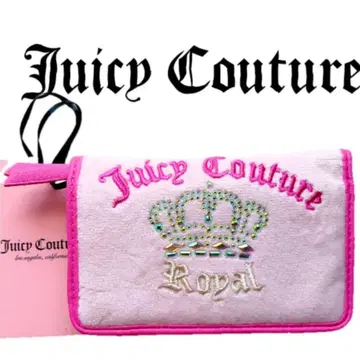 쥬시 꾸뛰르 파일 원단 큐빅 로고 2단 접이 지갑 Juicy