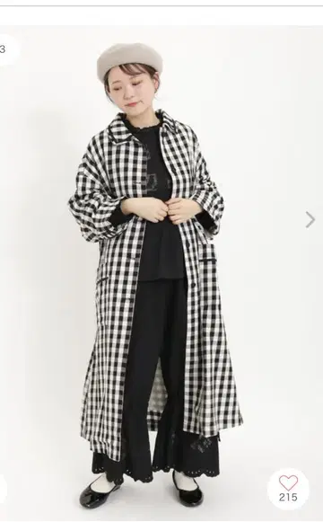 깅엄 체크 롱 코트