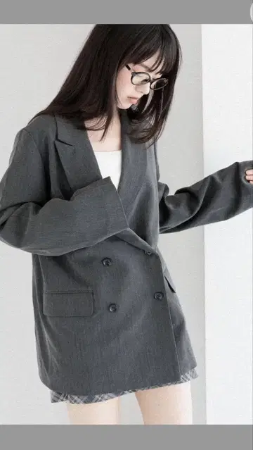 Heatker 그레이 더블 브레스트 테일러드 자켓