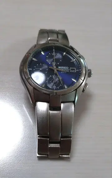 WIRED 쿼츠 손목시계/티타늄/스테인리스/BLU/7T92-0GBO