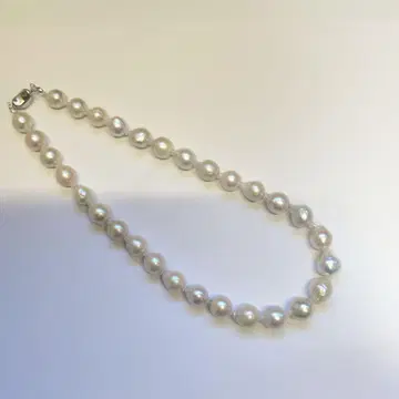 세로 폭 16mm! 바로크 담수 진주 목걸이 화이트 45cm